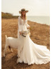 Long Sleeves Ivory Lace Chiffon Boho Wedding Dress Long Sleeves Ivory Lace Chiffon Boho Wedding Dress